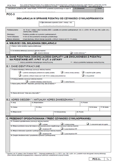 Wypełnij PCC-3 online